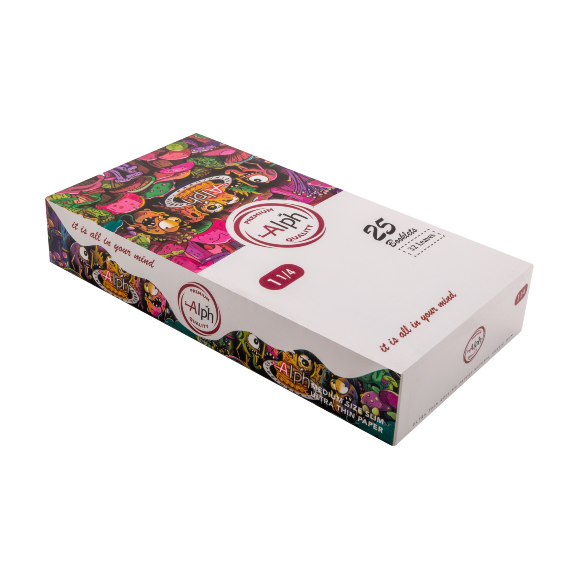 Alph 1-1/4 Brown Monster Rolling Papers - Box of 25 Booklets (Unbleached)