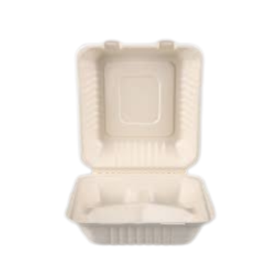 Bagasse Rectangular 900ml 2 Compartment & Lid 300 pcs