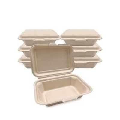 Bagasse Rectangle Comp 3 16S 900 Ml with Lid 300 Pcs