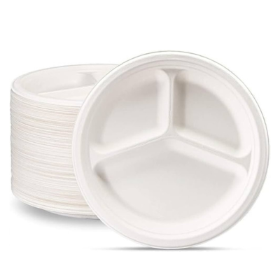 Biodegradable plate 10” 3 Compartment 500 Pcs