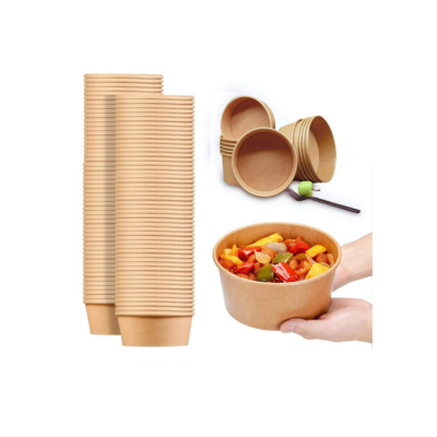 Kraft salad bowl & pet lid 1000ml 300 Pcs
