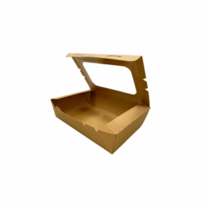 Kraft Lunch Box & Window large 19.5x14x6.5Cm 2100Ml