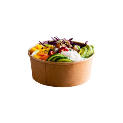 Kraft salad bowl & pet lid 750ml 300 Pcs