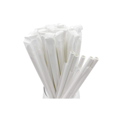 Paper straw white 6mm 250pcx8pkt Wrapped