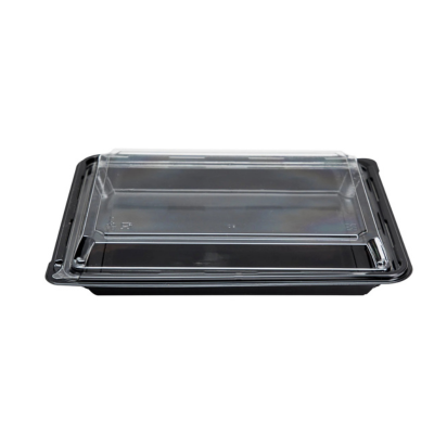 Sushi container Black Base 26.8x19.8x4.5cm 200 Pcs with Lids