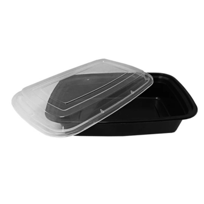 Rel38 - M/Wave Black Rectang Container& Lid 38Oz - 150PCS
