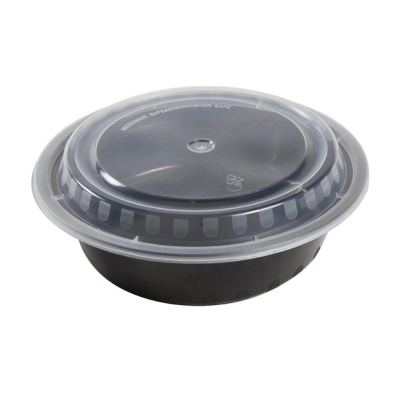 Rol16 - M/Wave Black Round Container 16Oz & LID 150 PCS
