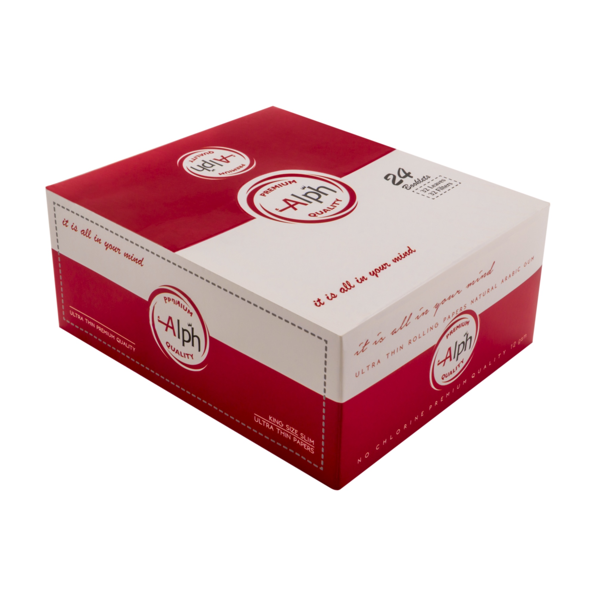 Alph King Size White Papers + Tips - Box of 24 Booklets (White Edition) - Image 2