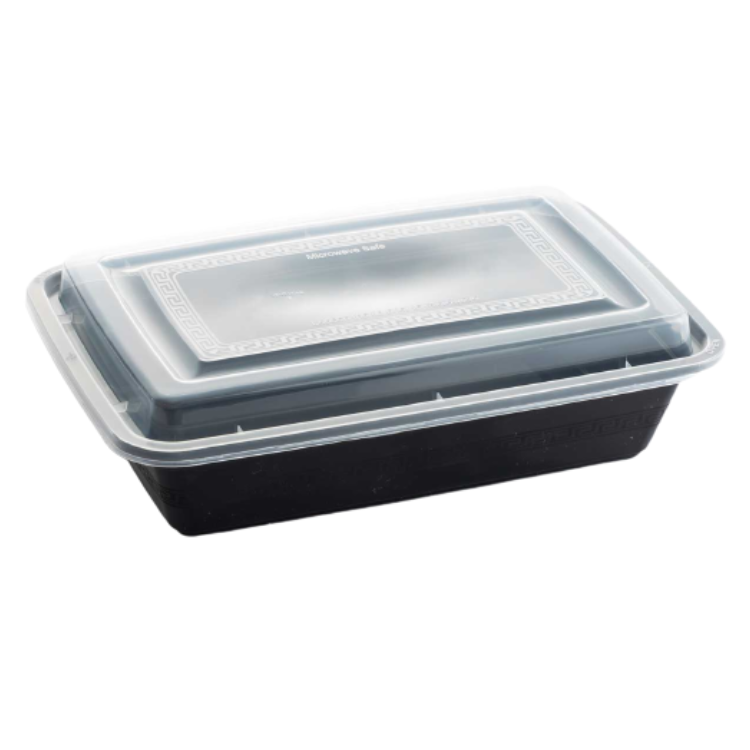 Rel58 - M/Wave Black Rectang Container& Lid 58Oz - 150PCS