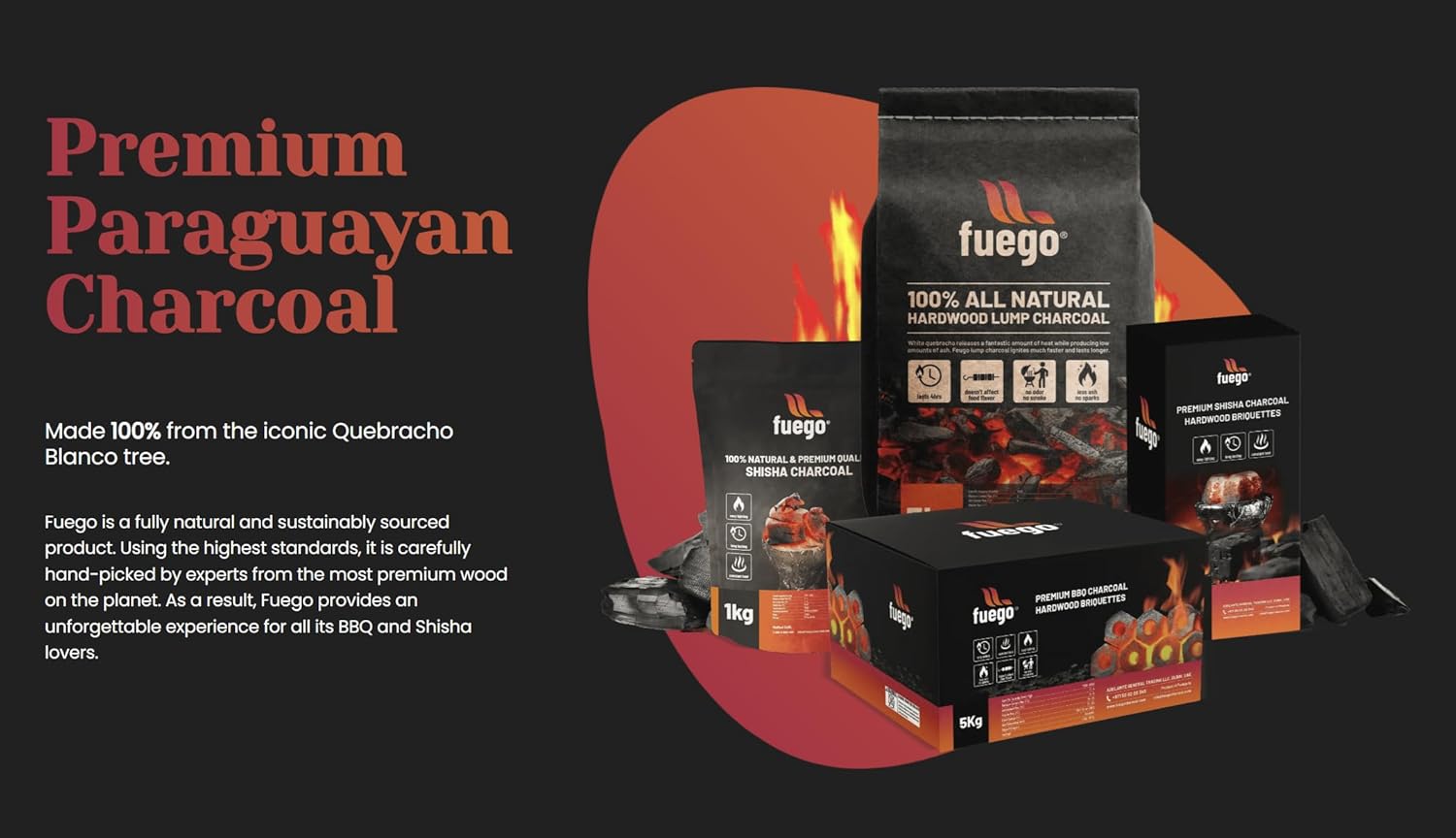Fuego Shisha Briquetts Charcoal - 1 KG Cubes - Image 3