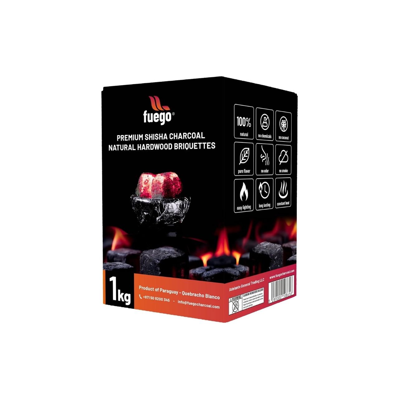 Fuego Shisha Briquetts Charcoal - 1 KG Cubes